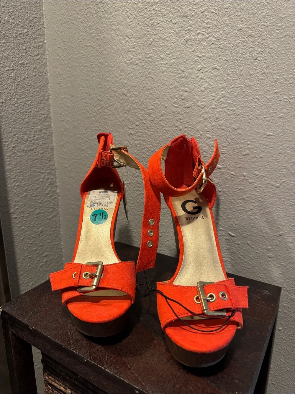 G by Guess Bright Orange Suede Platform Sandals